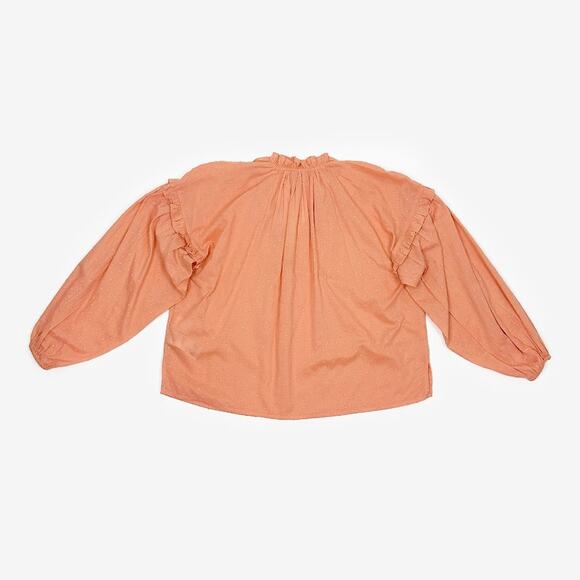 Cleobella Phoenix Blouse Size L Coral Organic Cotton Boho Peasant Cottage Flowy - Picture 6 of 11